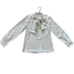 VTG 70s Lady Holiday Polka Dot Bow Shirt Blouse Size 12